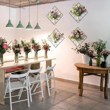 Dedom 3D-Wandtattoo 3D-Blumen-Wandaufkleber,Aufkleber,Vase Gitter Wanddekoration (4 St), für Schlafzimmer, Wohnzimmer, Büros