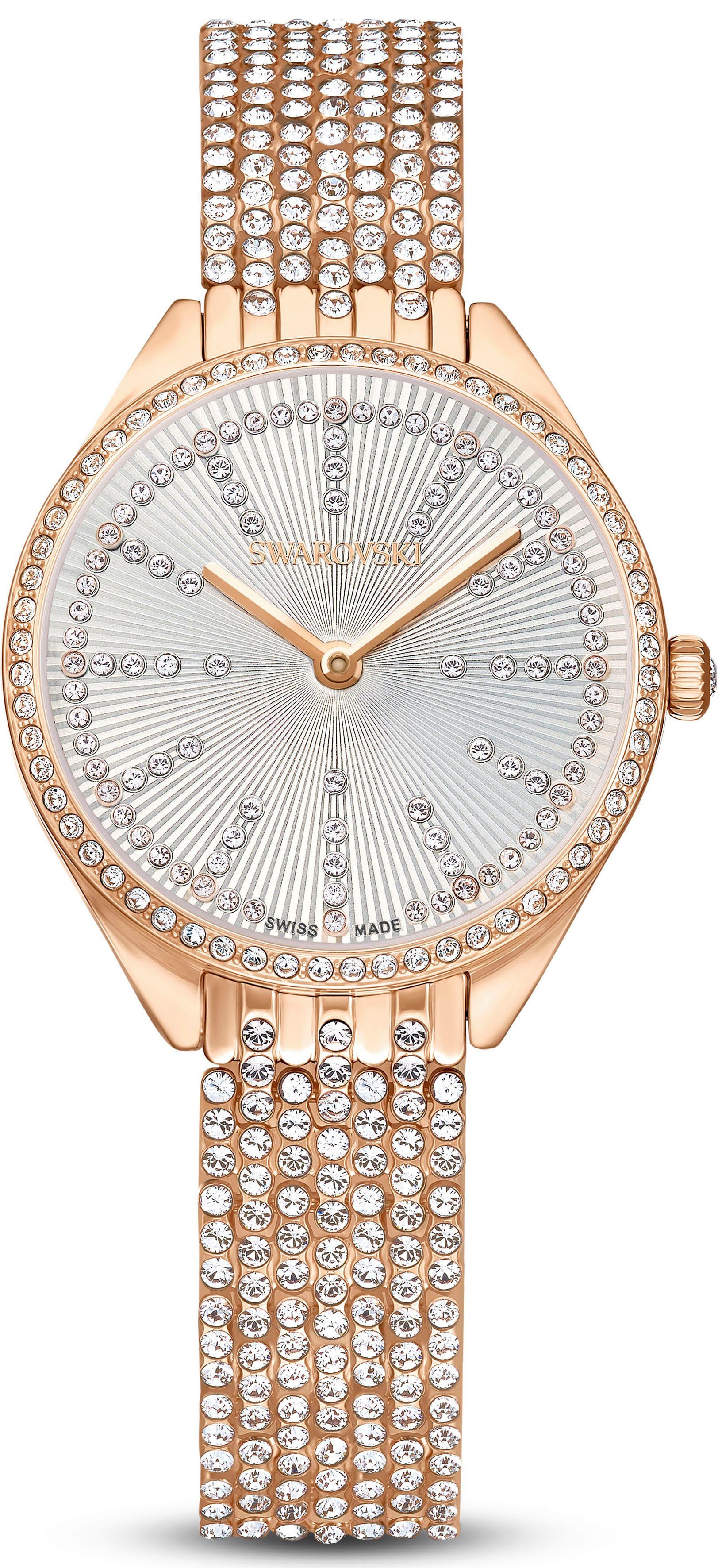 Swarovski Schweizer Uhr ATTRACT PAVÈ, Metallarmband, 5644053 roségold