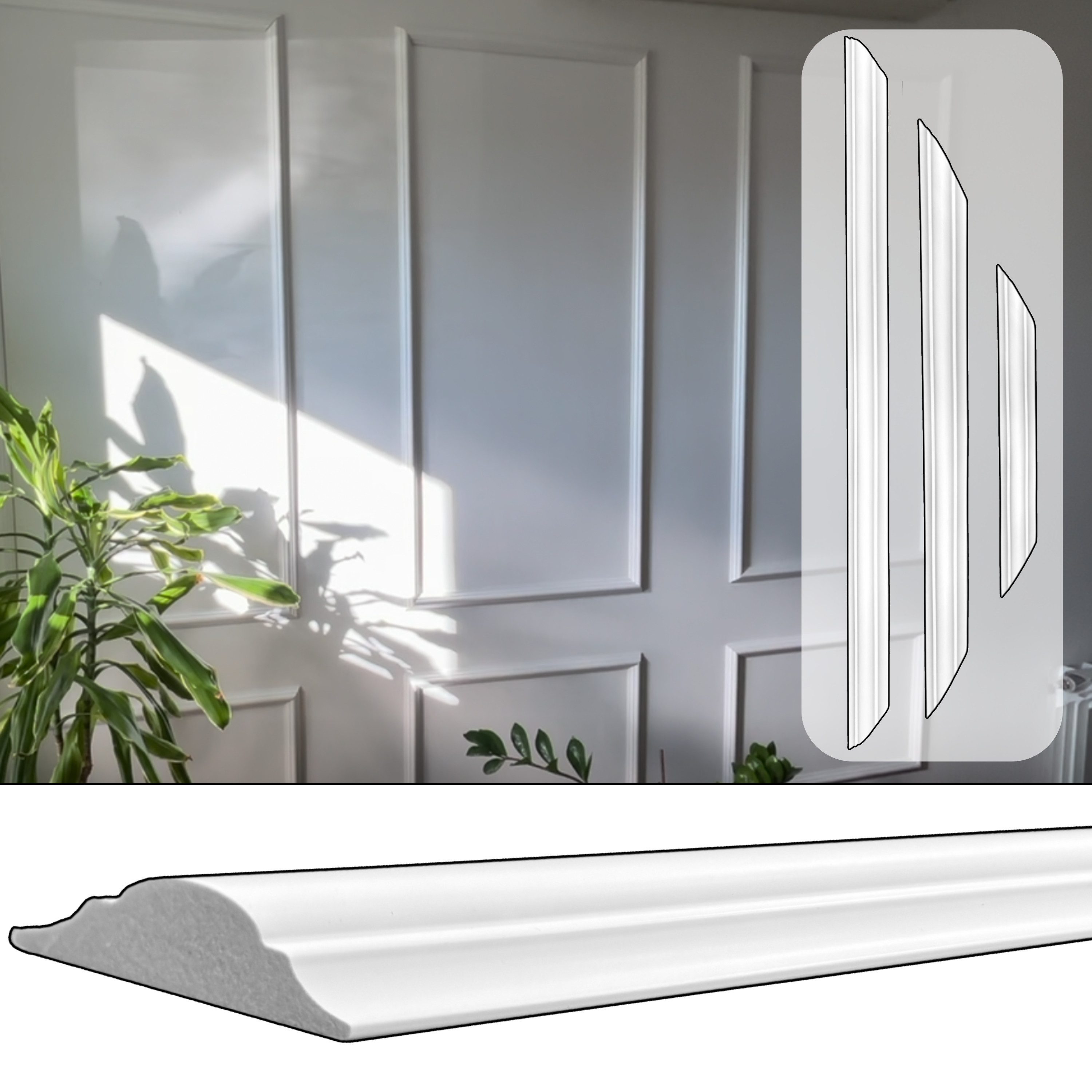 IKHEMalarka 3D Wandpaneel Hochwertiges Wandleisten Set – Zierleisten Stückleisten, (24 Leisten (6×40 cm, 12×60 cm, 6×125 cm), Komplettset für 6 Wandrahmen) Wasserfest, stoßfest & leicht zu montieren