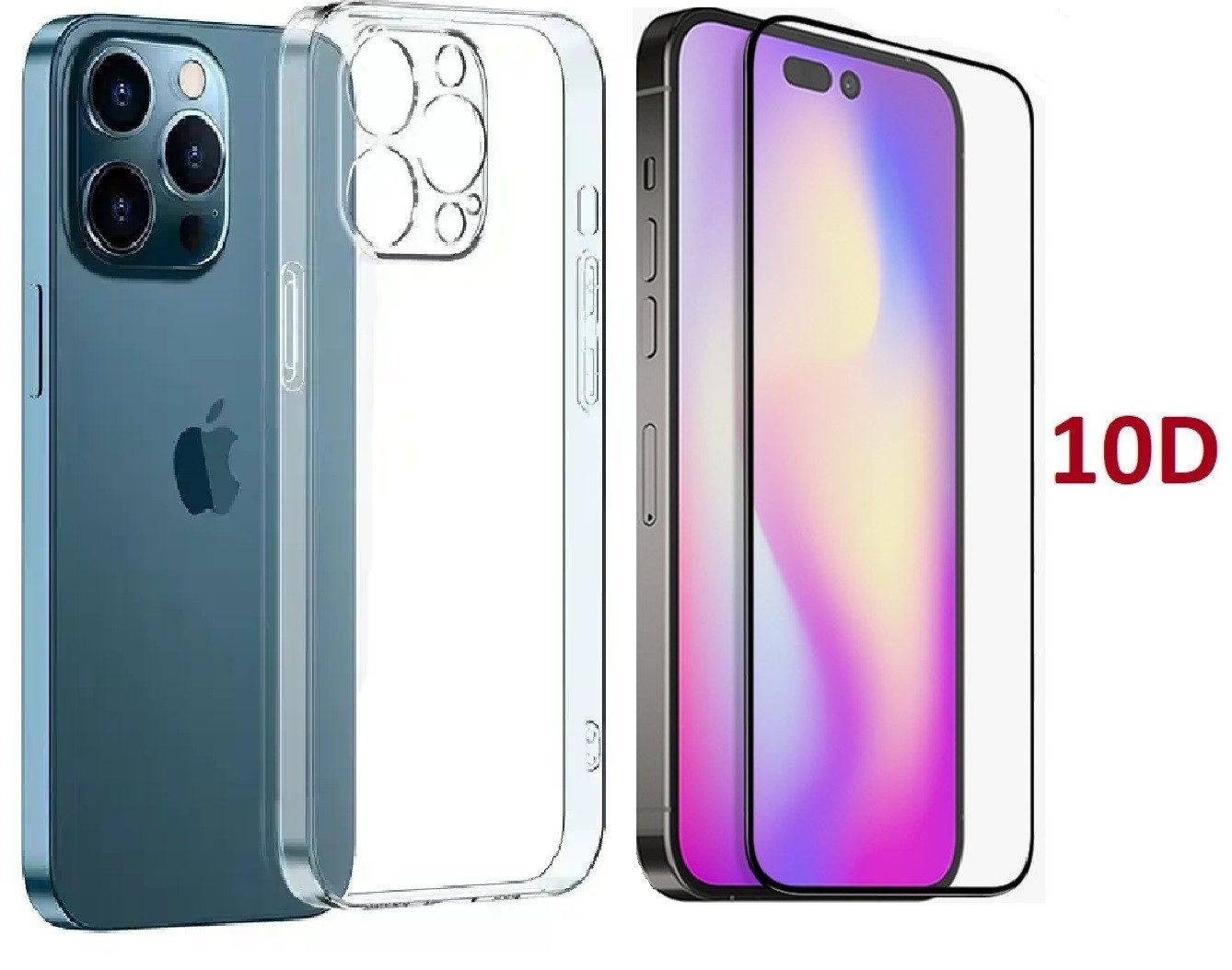 OLi Schutzfolie Transparente Silikon Hülle für iPhone 16 Pro mit Schutzglas, (Spar-Set 2in 1, 2-St), Anti-Fingerabdruck Schutzglas, Silikon gegen Bruch