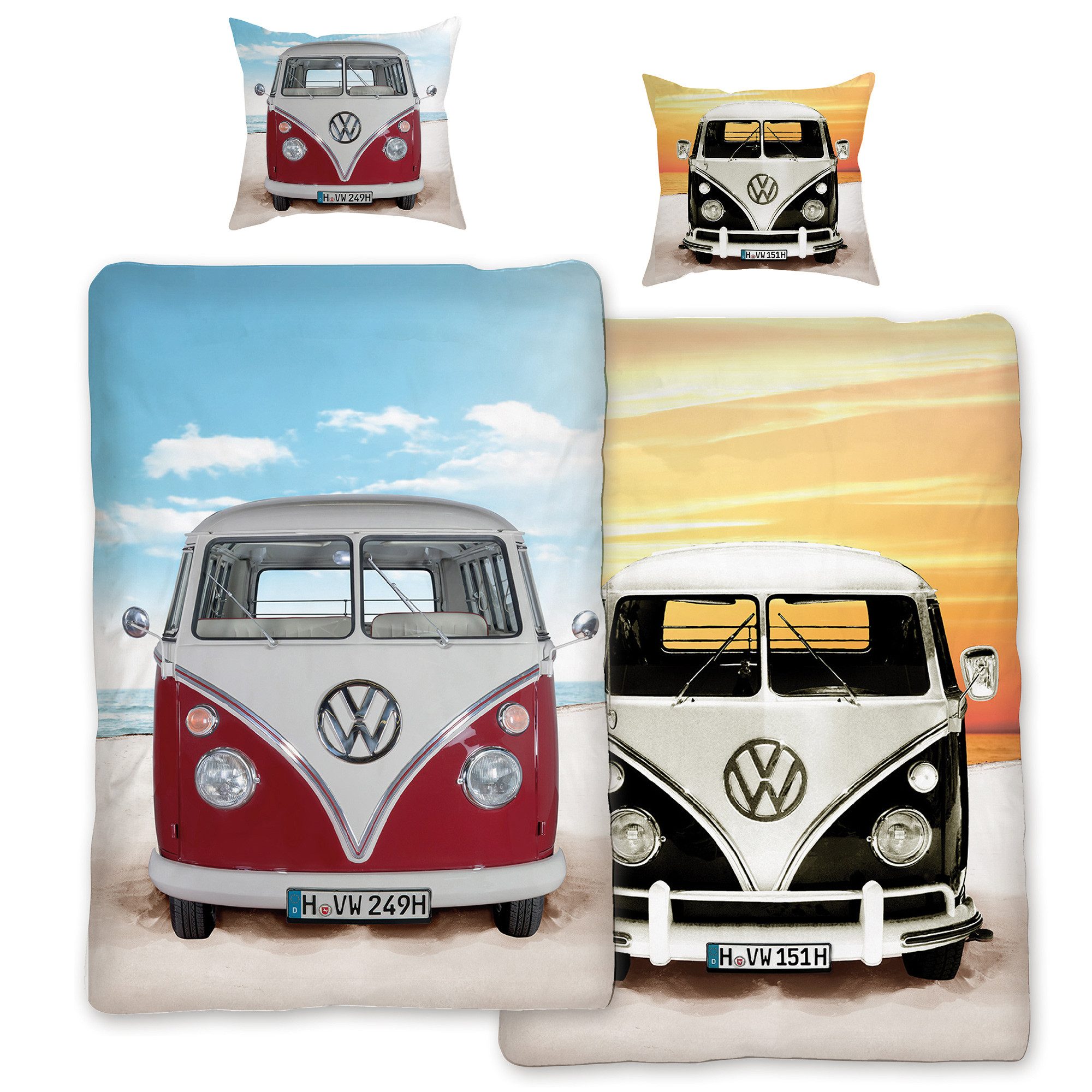 BERONAGE Wendebettwäsche VW Volkswagen Bulli Beach 089 Bettwäsche Linon / R günstig online kaufen