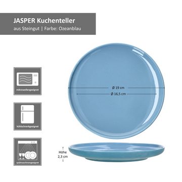 Ritzenhoff & Breker Frühstücksteller Ritzenhoff 6 Kuchenteller Jasper Ozeanblau Steingut Frühstücksteller