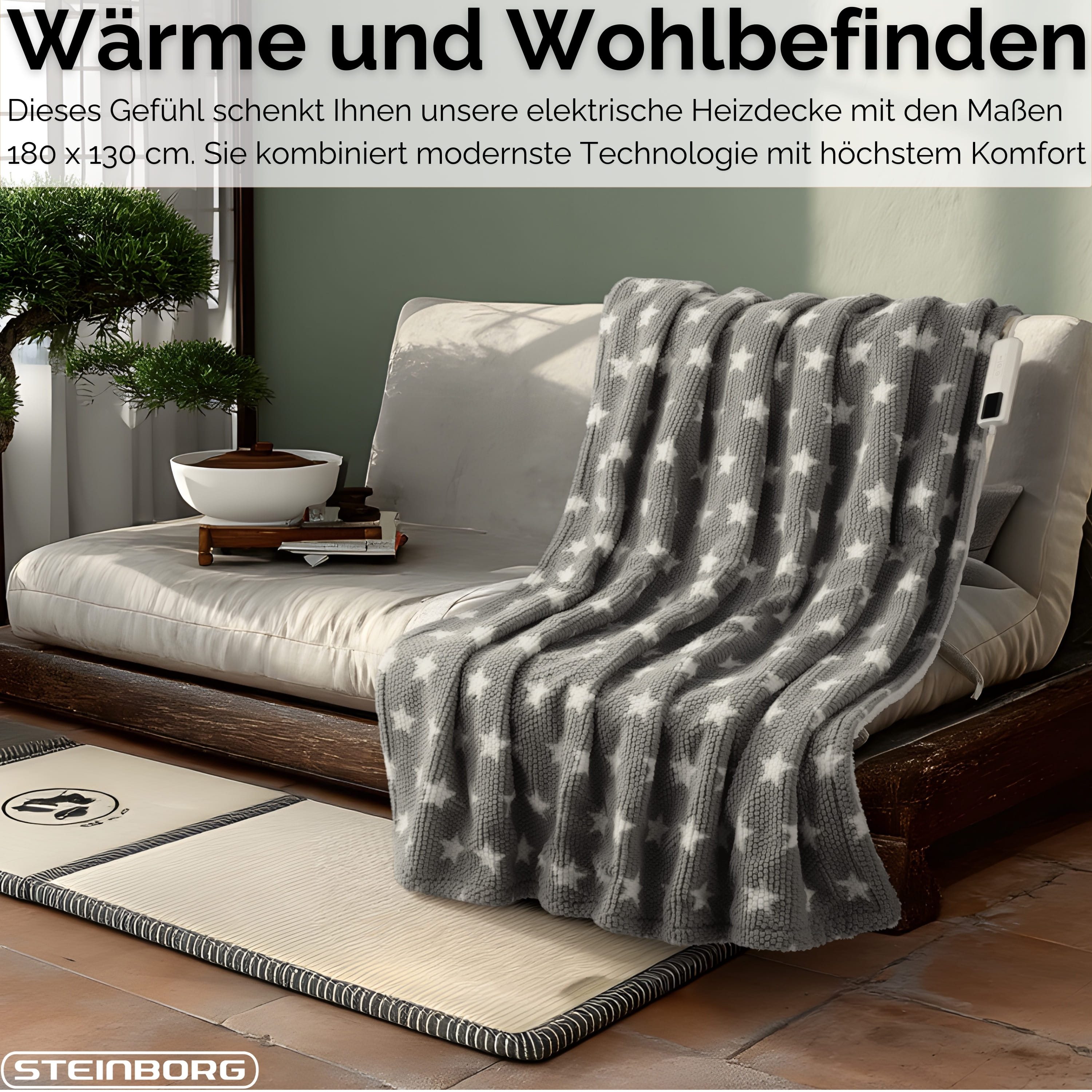 STEINBORG Heizdecke SB-9524, 9 Temperaturstufen, 9 Timer Stufen