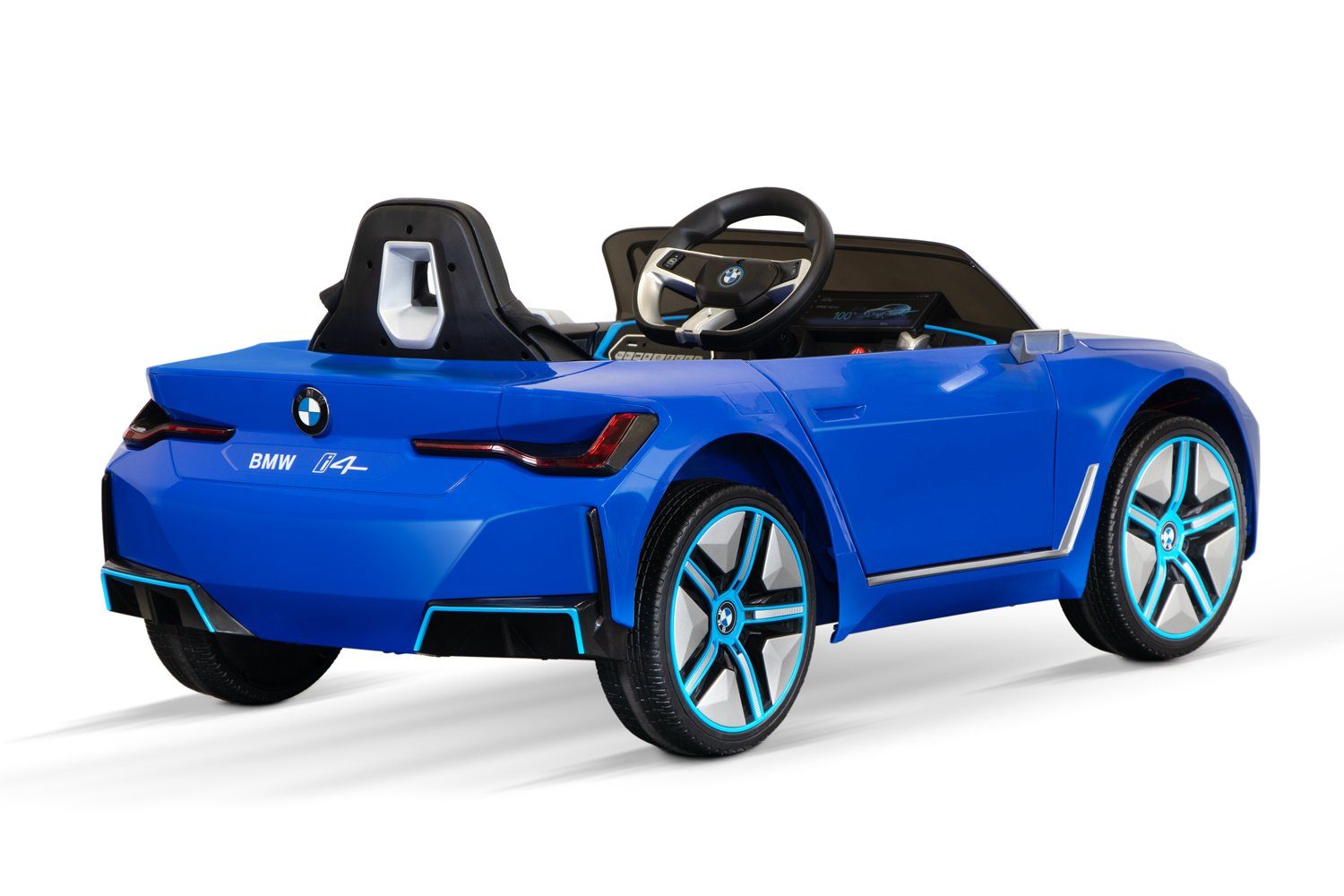 Kidix Elektro-Kinderauto Elektro Elektroauto mit Lizenz i4 Kinderauto Blau 2x30W BMW 12V/7Ah
