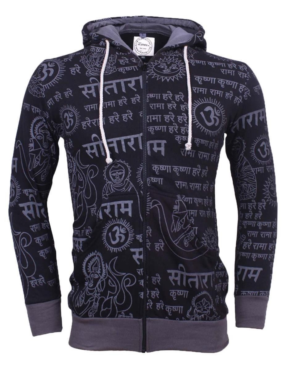 Kapuzensweatjacke Kapuzenjacke Bedruckt Sanskrit Om Hoodie Jersey Baumwolle