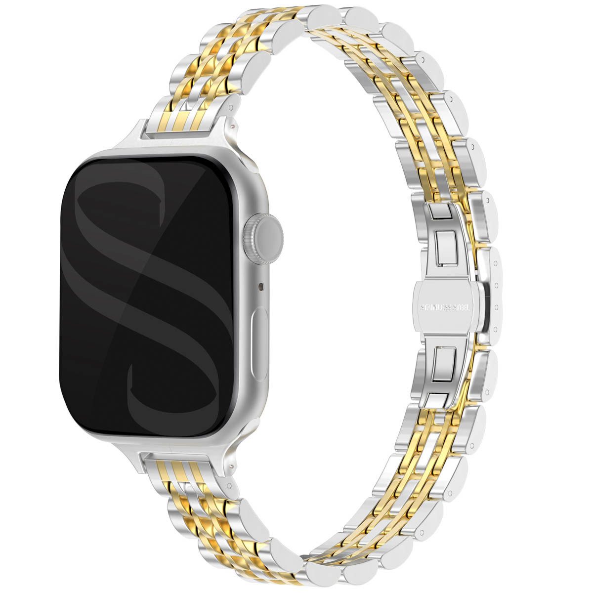Selencia Smartwatch-Armband Selencia Jubilee inspiriertes schmales Edelstahlarmband für Apple Watc