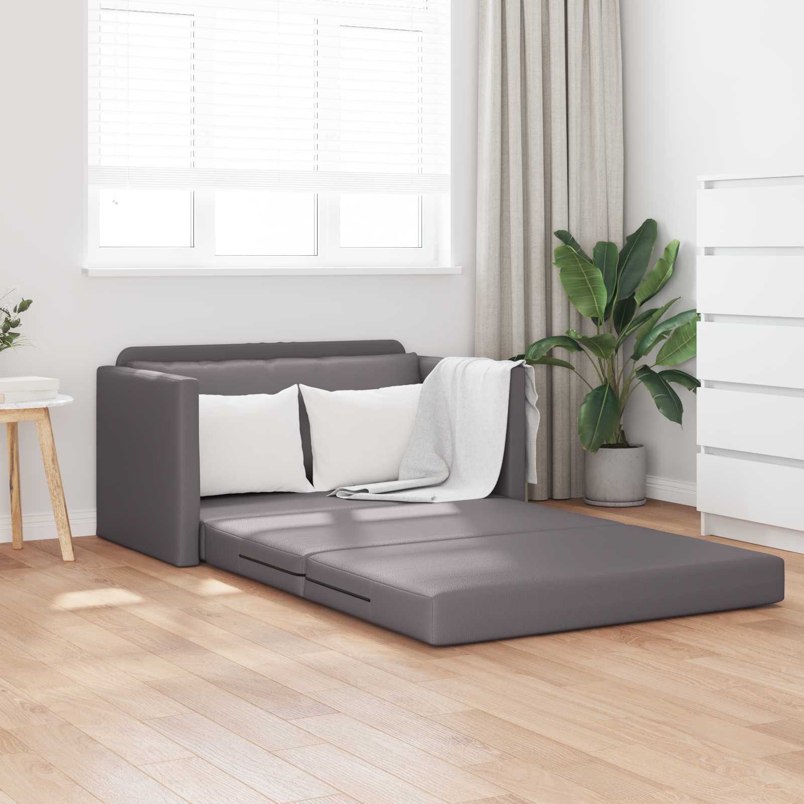 vidaXL Sofa Schlafsofa Grau 124 x 71 x 78 cm Kunstleder, 1 Teile