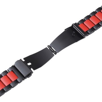 Wigento Smartwatch-Armband Für Google Pixel Watch 1 + 2 Stahl Metall Ersatz Armband Schwarz / Rot