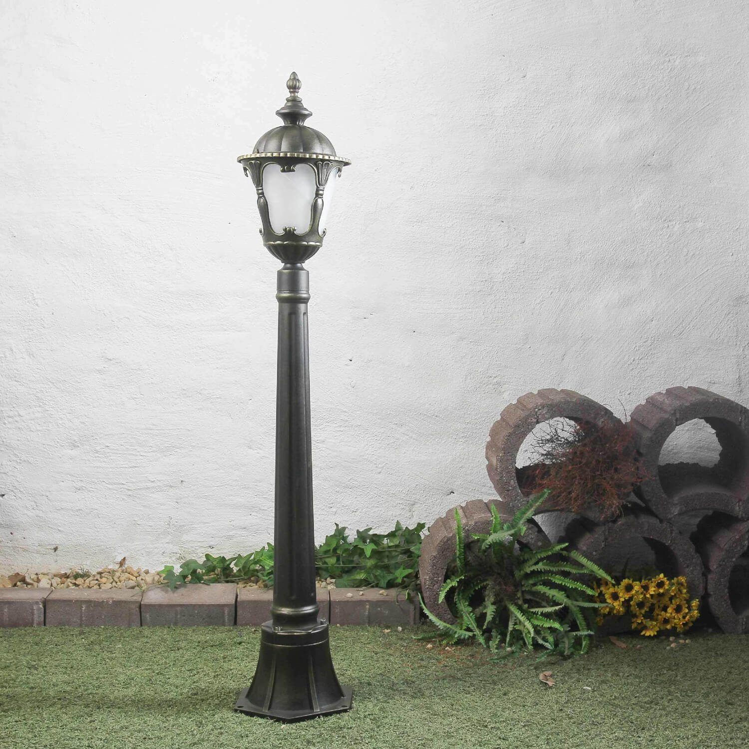 Lampe Standleuchte Licht-Erlebnisse TYBR, Wegeleuchte Antik Terrasse Leuchtmittel, Garten ohne Außen-Stehlampe außen Hof