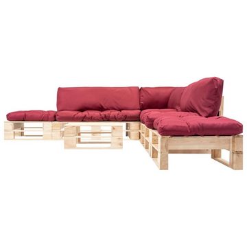 vidaXL Gartenlounge-Set 6-tlg. Paletten-Lounge-Set mit Kissen in Rot Holz, (6-tlg)