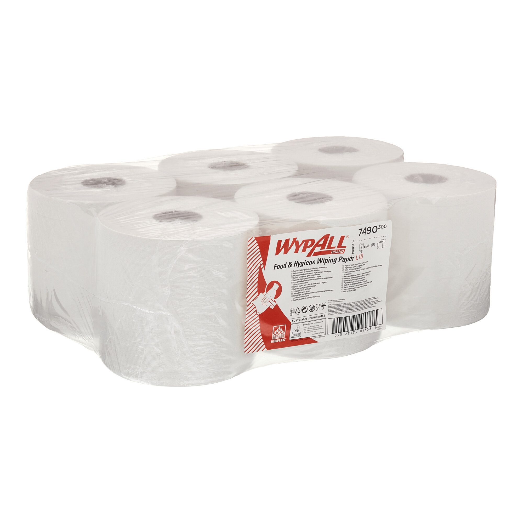Wypall Reinigungsschwamm WypAll Papierwischtücher für Lebensmittel Hygiene, 6 Rollen x 630 Wisc