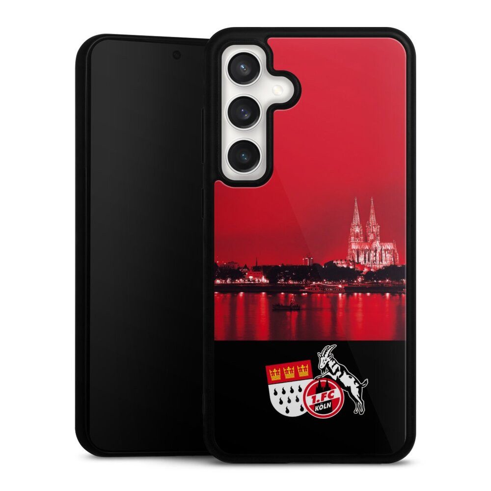 DeinDesign Handyhülle Skyline 1. FC Köln Offizielles Lizenzprodukt Skyline Köln Rot, Samsung Galaxy S24 FE 5G Gallery Case Glas Hülle