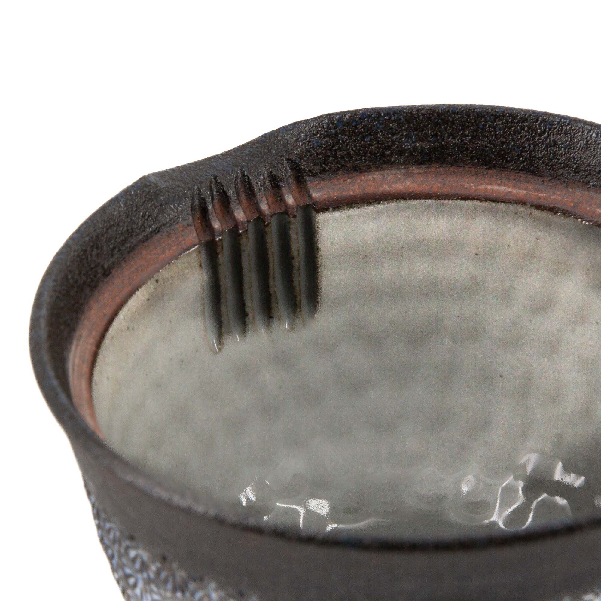 teayumi Teekanne NANBAN MISHIMAZUME Kyusu Keramikkanne 280 ml Schwarz Blau, 280 l, (2-teilig), Integriertes Tonsieb