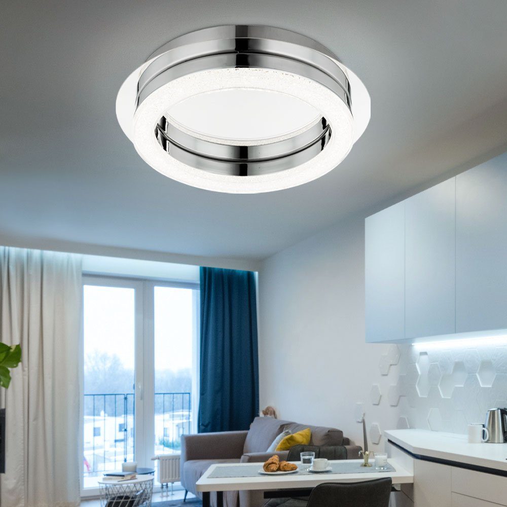 GLOBO LIGHTING LED Deckenleuchte, LED-Leuchtmittel fest verbaut, Neutralweiß, LED Deckenleuchte Deckenlampe Acryl Chrom Kristall-Deko 28