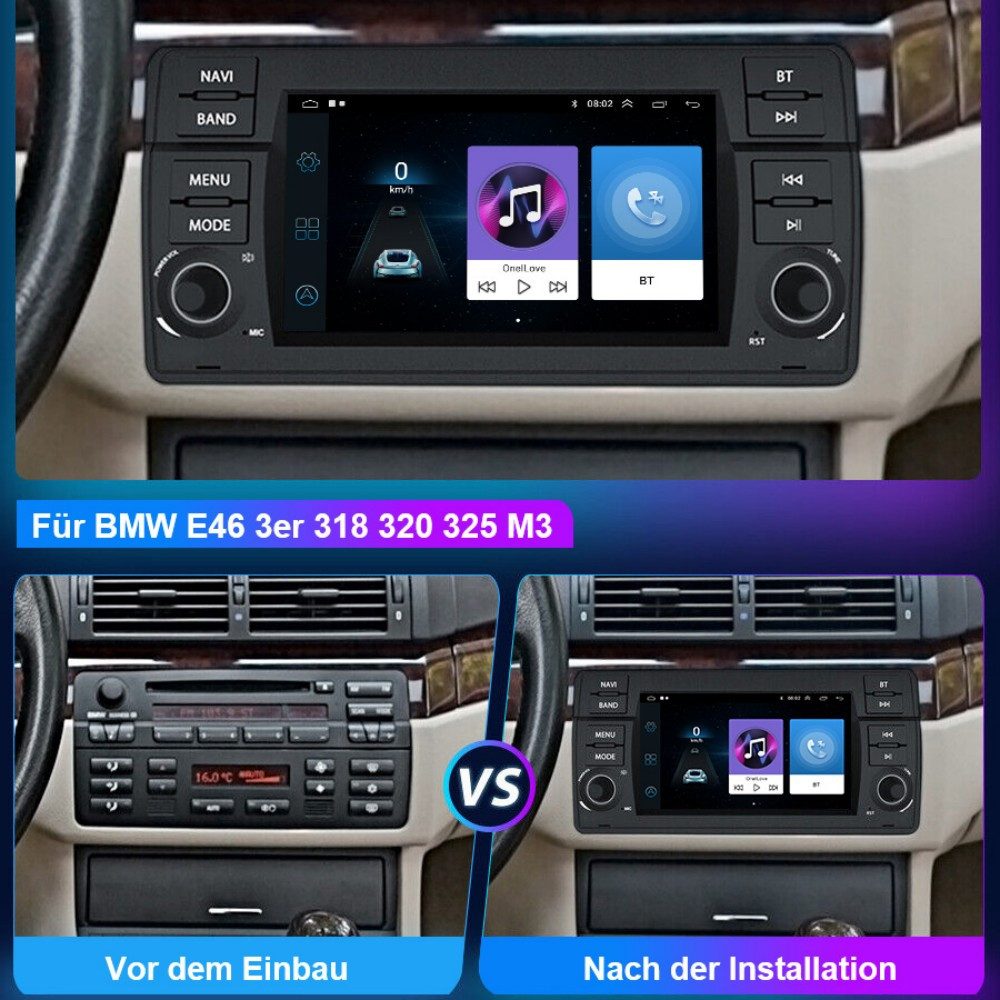 ESSGOO 7" Android 15 Für BMW E46 3er 318 320 325 M3 Rover 75 MGZT GPS Navi Autoradio (RDS, 2+64GB(optional), FM, DAB+ (optional), Wireless Carplay Android Auto  – Bild 4 von 5