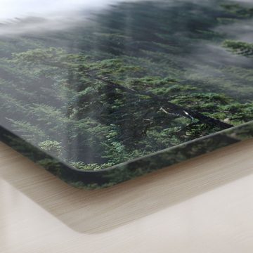 DEQORI Schneidebrett 'Tannenspitzen im Nebel', Glas, Platte Frühstücksbrett Schneideplatte