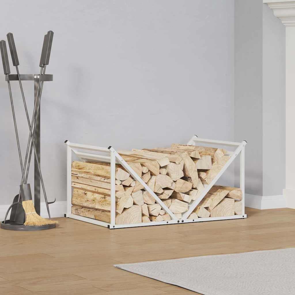 vidaXL Kaminholzregal Brennholzregal Weiß 70x43x34,5 cm Kaltgewalzter Stahl