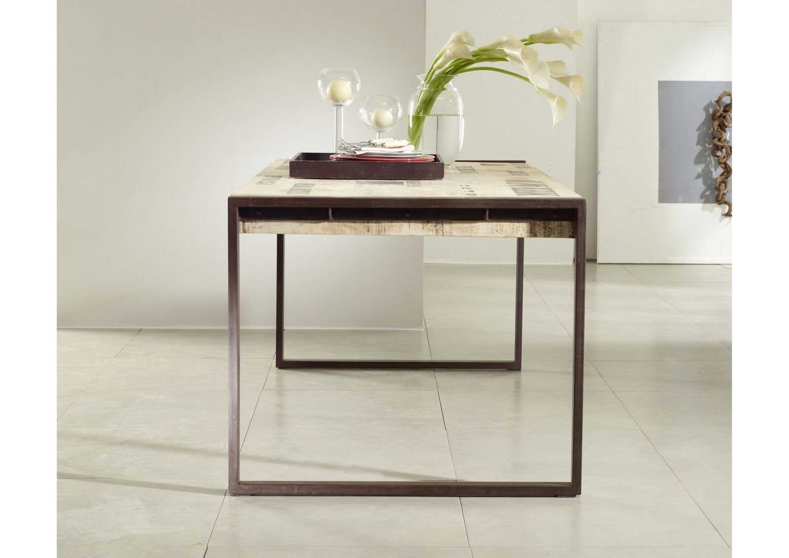 Massivmoebel24 Esstisch FACTORY (Massivholz, Massivholztisch), Esstisch Mango 120x70x76 natur bedruckt FACTORY #122