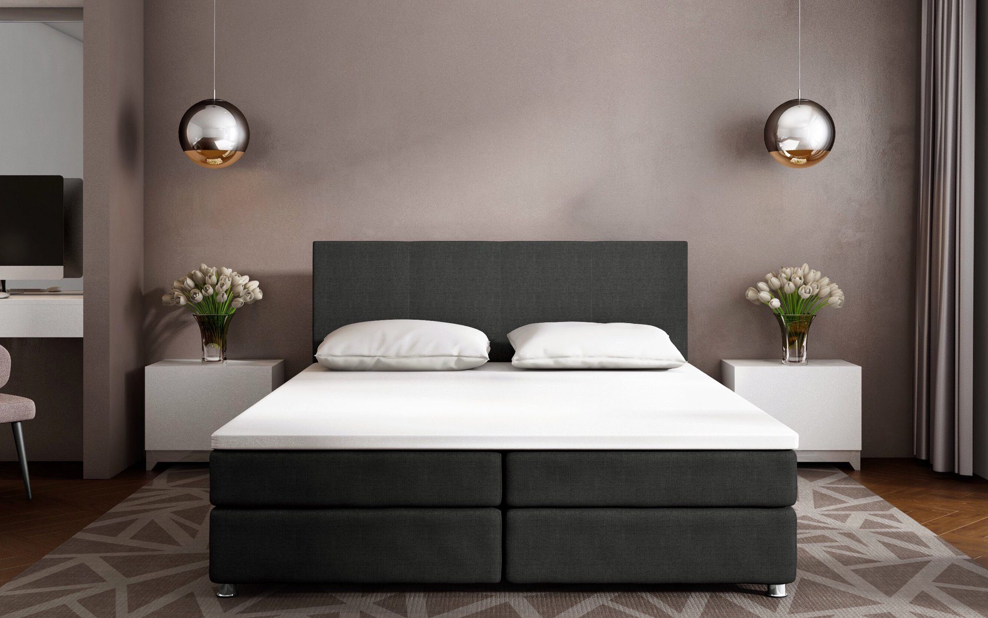 Baidani Boxspringbett Boxspringbett Athene inkl. Topper, Hotelbett