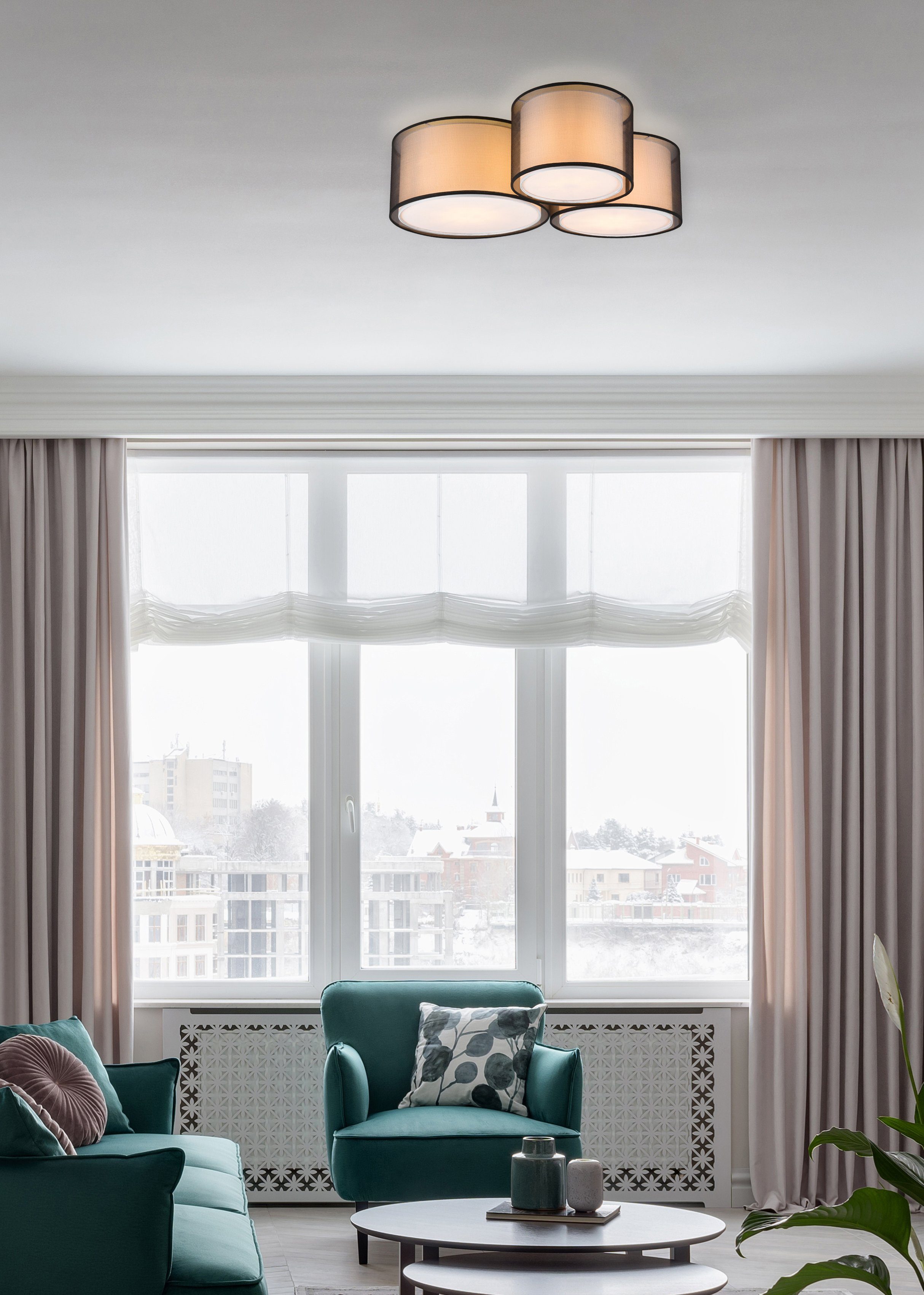 my home Deckenleuchte Liotta, Leuchtmittel wechselbar, 3-flammig mit Doppel günstig online kaufen