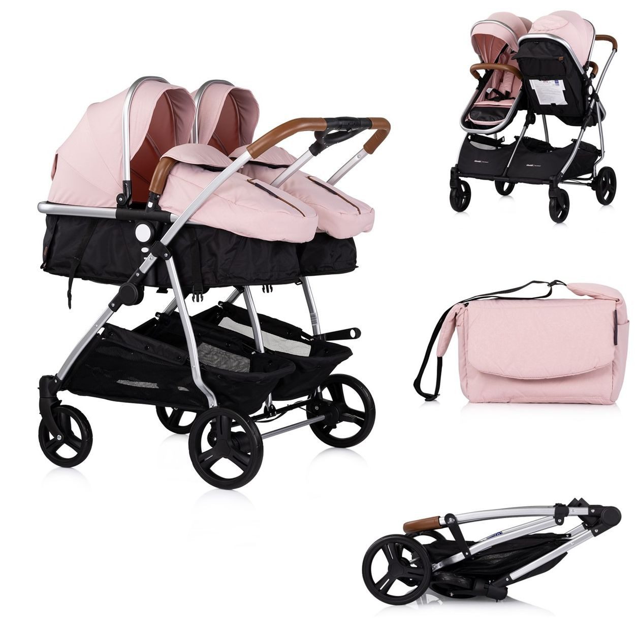 Chipolino Коляски Geschwisterkinderwagen Duo Smart, klappbar, umbaubar, verstellbar, Fußsack