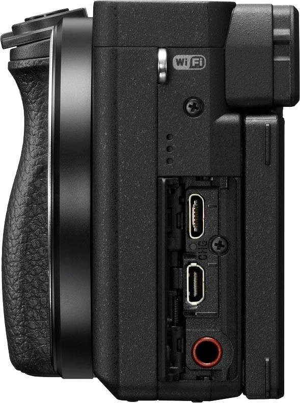 ILCE-6400LB 16-50mm Klapp-Display, XGA Systemkamera (24,2 Sony WLAN NFC, 4K - Objektiv) 180° Alpha L-Kit (Wi-Fi), 6400 Sucher, Bluetooth, Video, E-Mount OLED MP,