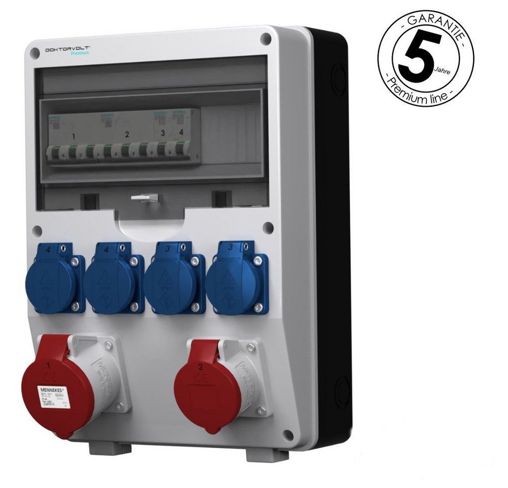 Thumbnail - Doktorvolt Stromverteiler pTD-S 32A 16A 4x230V SIEMENS mit Mennekes Dosen Steckdosenverteiler (1 LSS x C16 3P 10kA SIEME...