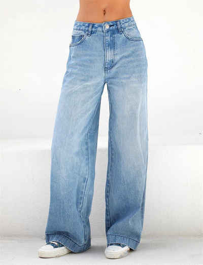 AFAZ New Trading UG High-waist-Jeans Damen-Jeans mit hoher Taille, lockerem, weitem Bein