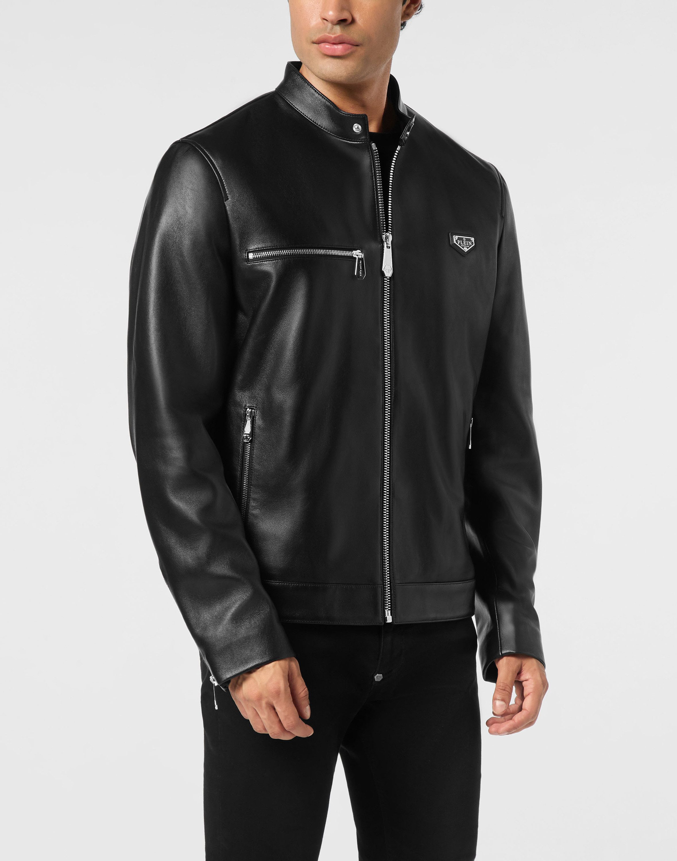 PHILIPP PLEIN Bikerjacke Leder Biker