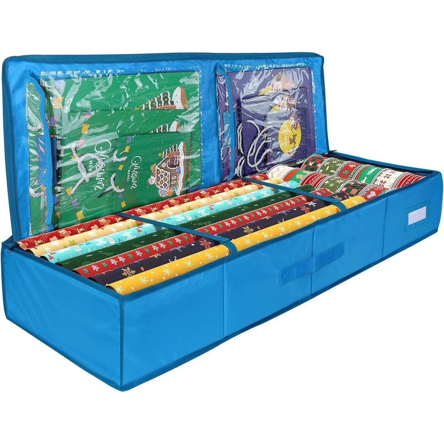LuxusKollektion Geschenkpapier Aufbewahrungstasche Geschenkpapierrollen Organizer 104x35x15cm(Blau)
