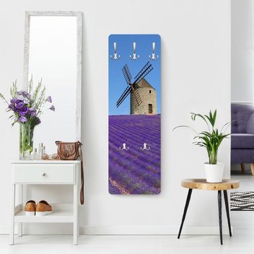 Bilderdepot24 Garderobenpaneel violett Natur Lavendelduft in der Provence Design (ausgefallenes Flur Wandpaneel mit Garderobenhaken Kleiderhaken hängend), moderne Wandgarderobe - Flurgarderobe im schmalen Hakenpaneel Design