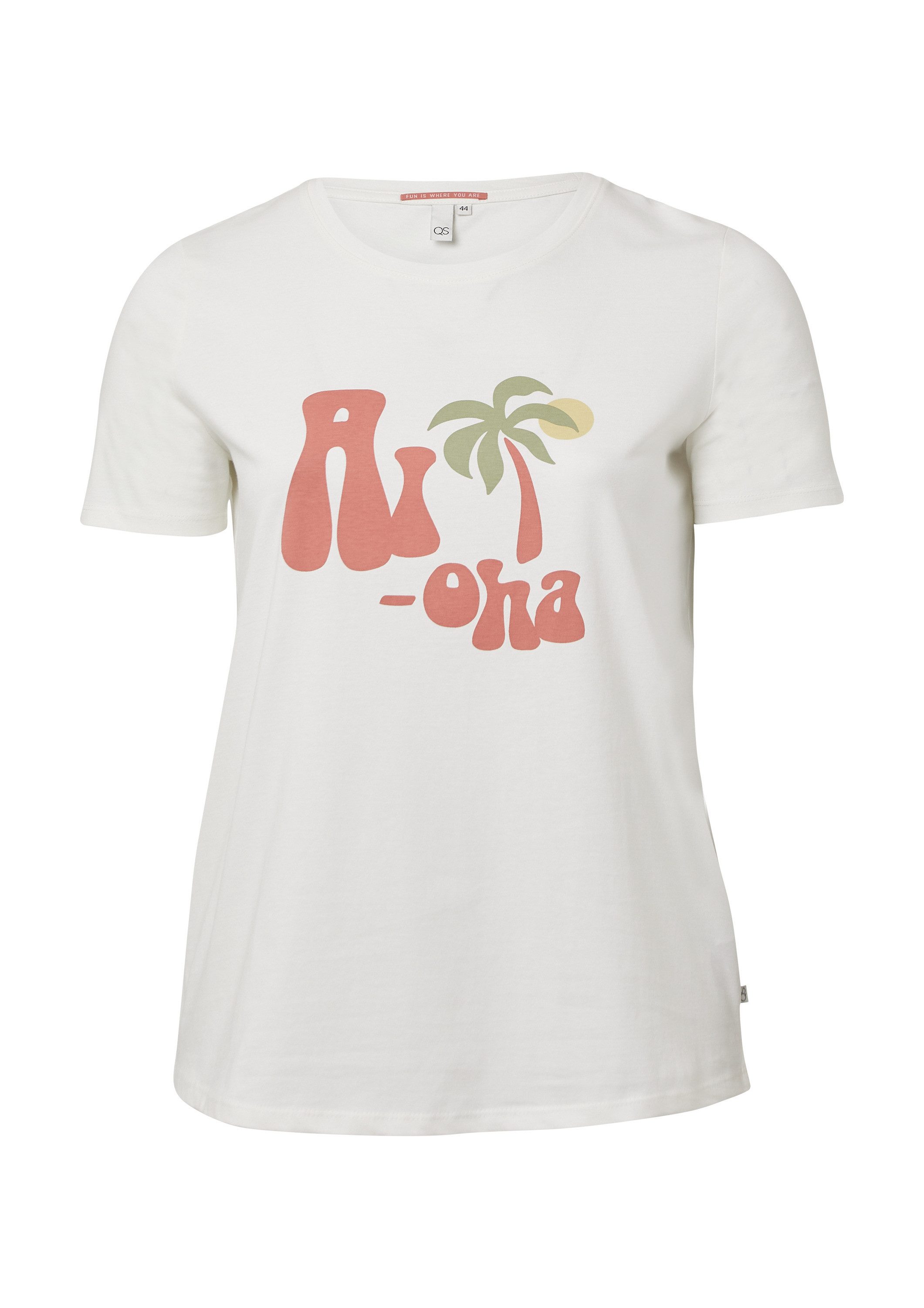 QS Kurzarmshirt T-Shirt Baumwollshirt mit Frontprint günstig online kaufen