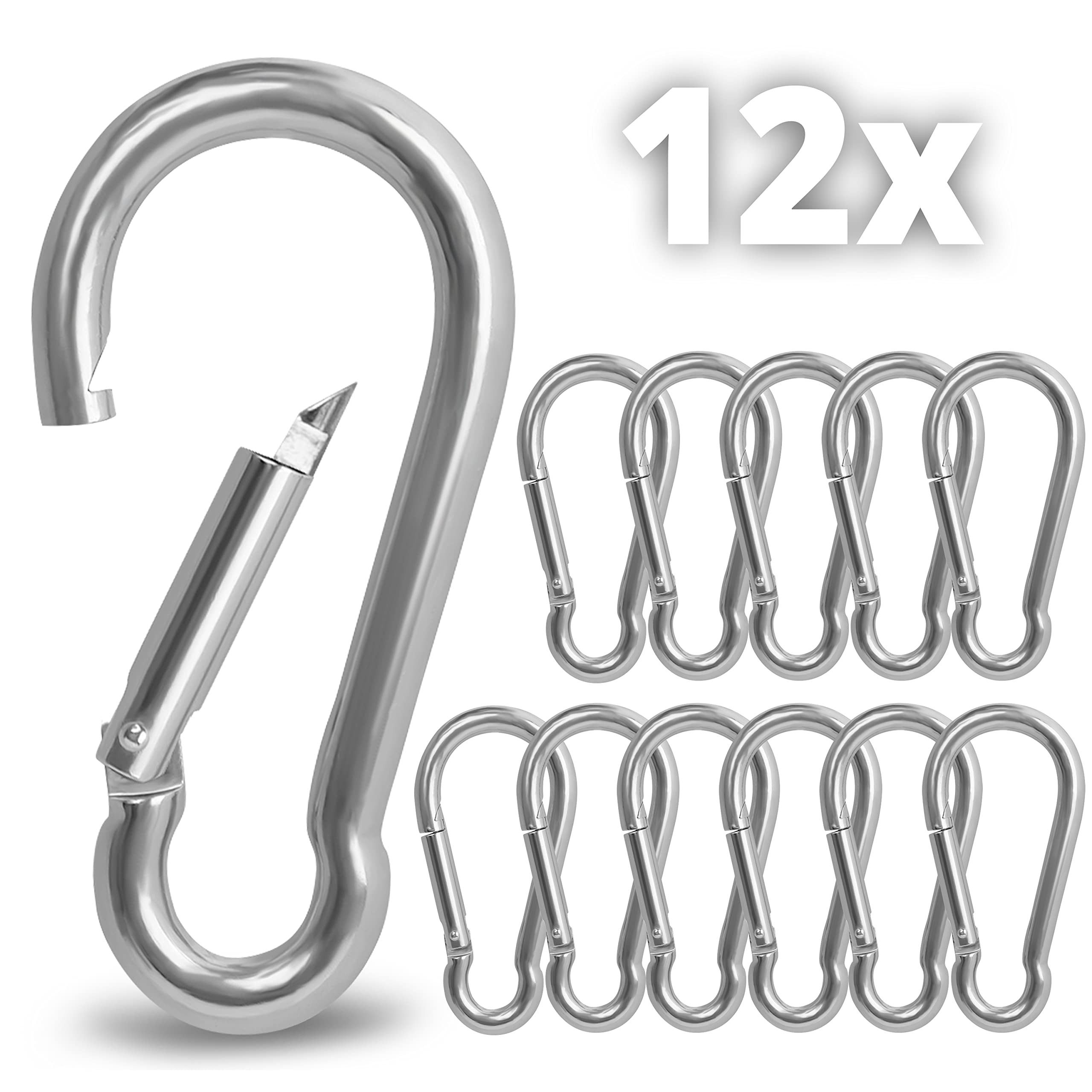 Spanngurt Edelstahl Karabinerhaken Set M6 - 12 Stück, 6cm