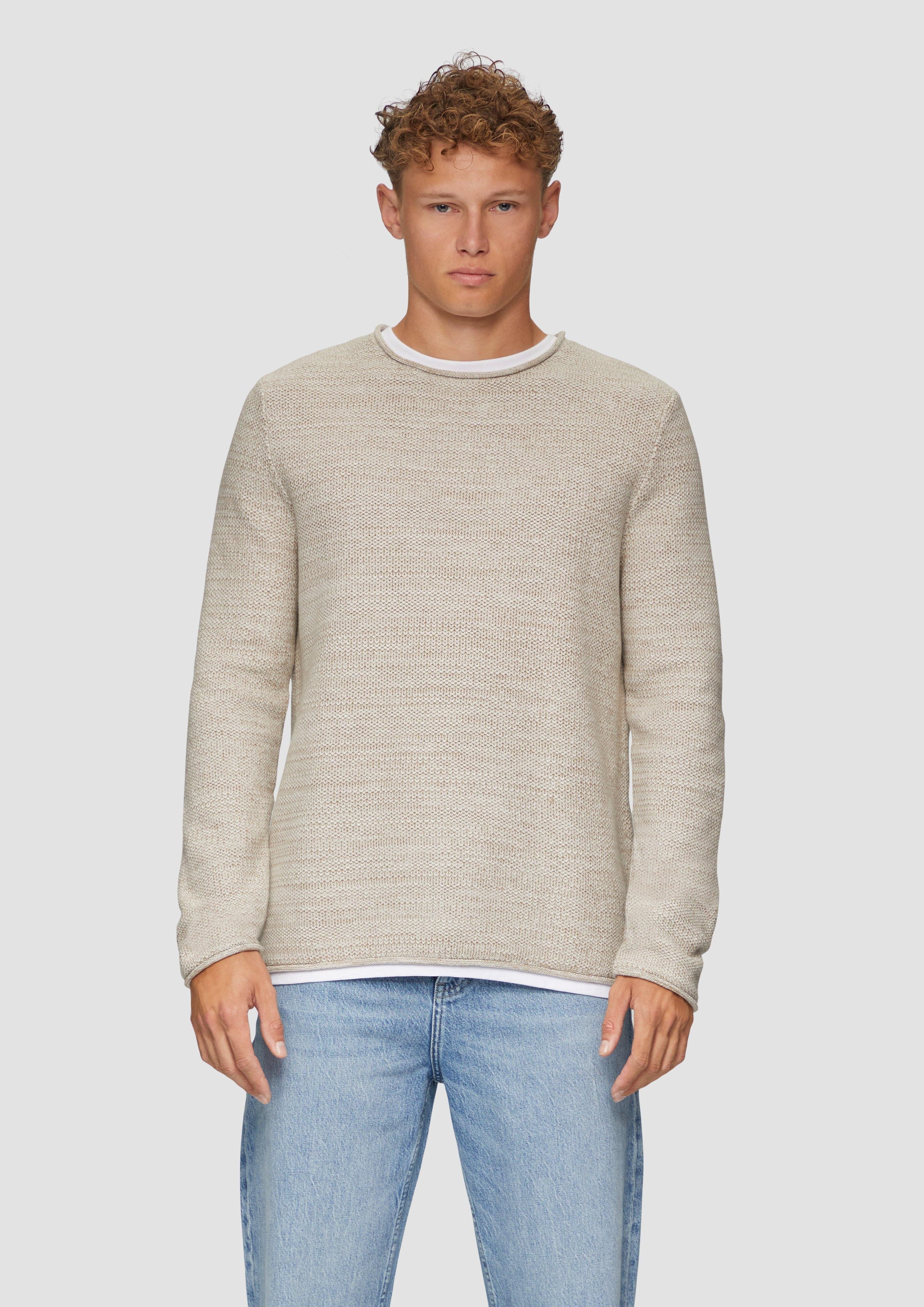 QS Strickpullover Melierter Strickpullover mit Layering-Detail günstig online kaufen