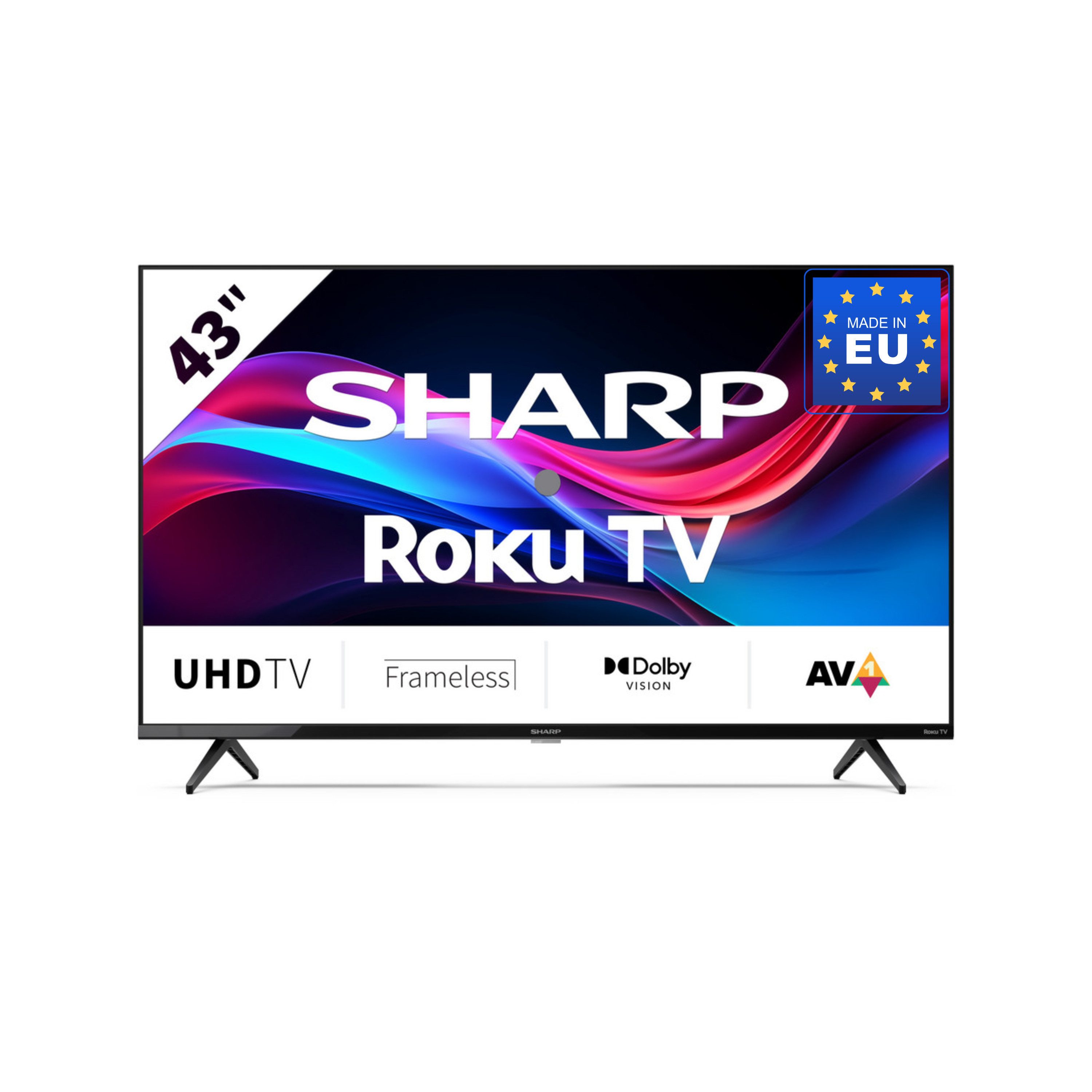 Sharp 4T-C43GJx LED-Fernseher (108 cm/43 Zoll, UHD 4K, rahmenloser 4K Ultra High Definition LED Sharp Roku TV mit DolbyVision)