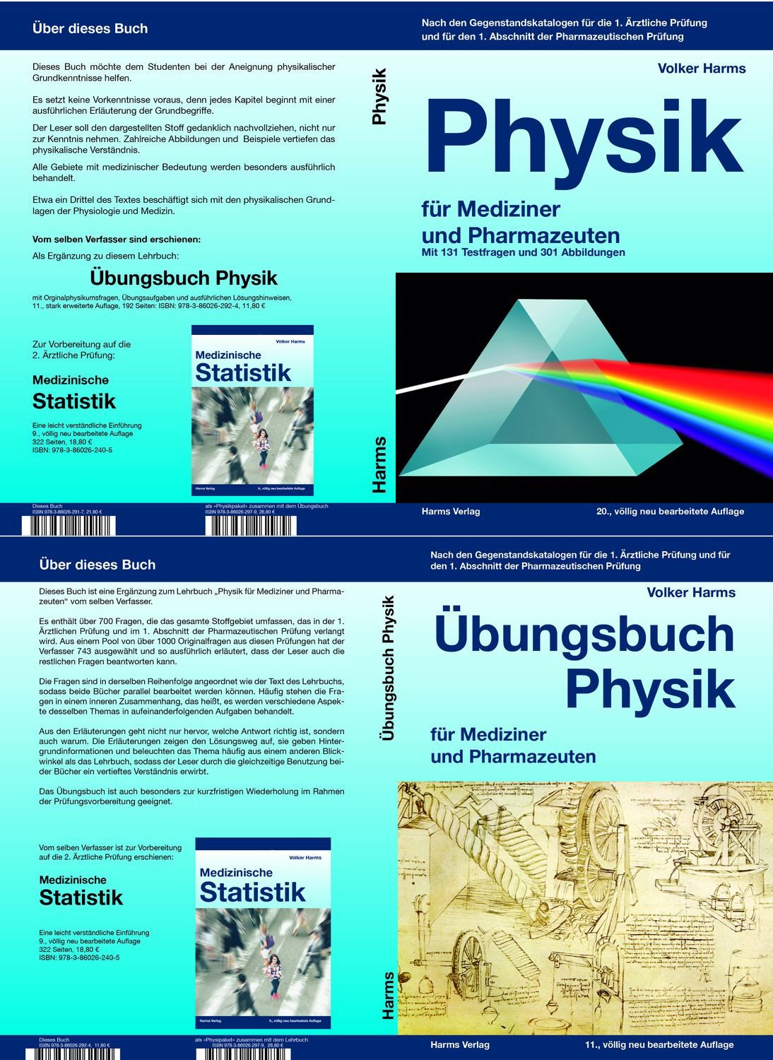 Physikpaket / med. Volker Harms, Physik für Mediziner und Pharmazeuten: Lehrbuch und Übungsbuch zusammen als Paket zum reduzierten Preis