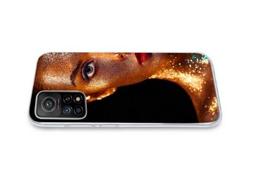 MuchoWow Handyhülle Make-up - Gold - Frau - Luxus - Glitzer - Kunst, Phone Case, Handyhülle Xiaomi Mi 10T, Silikon, Schutzhülle