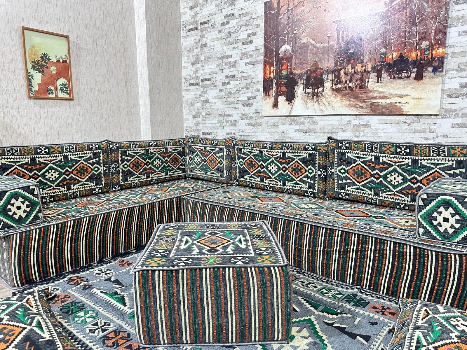 CaddeBuy Sofa Orientalisches Sitzecke, Kelim, Schnittsofas, Arabische Ecke Majlis, 14 Teile