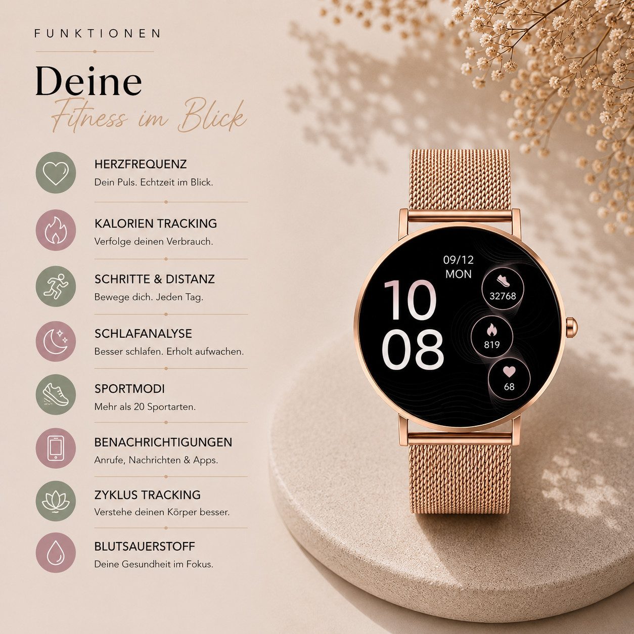 XCOAST SIONA 2 Flache Damen Smartwatch (4,2 cm) Valentinstag Geschenk, Fitnesstracker, 2-tlg., neueste Generation, Wasserdicht, Flach, Sportlich, AMOLED Bildschirm, 7 Tage Akku