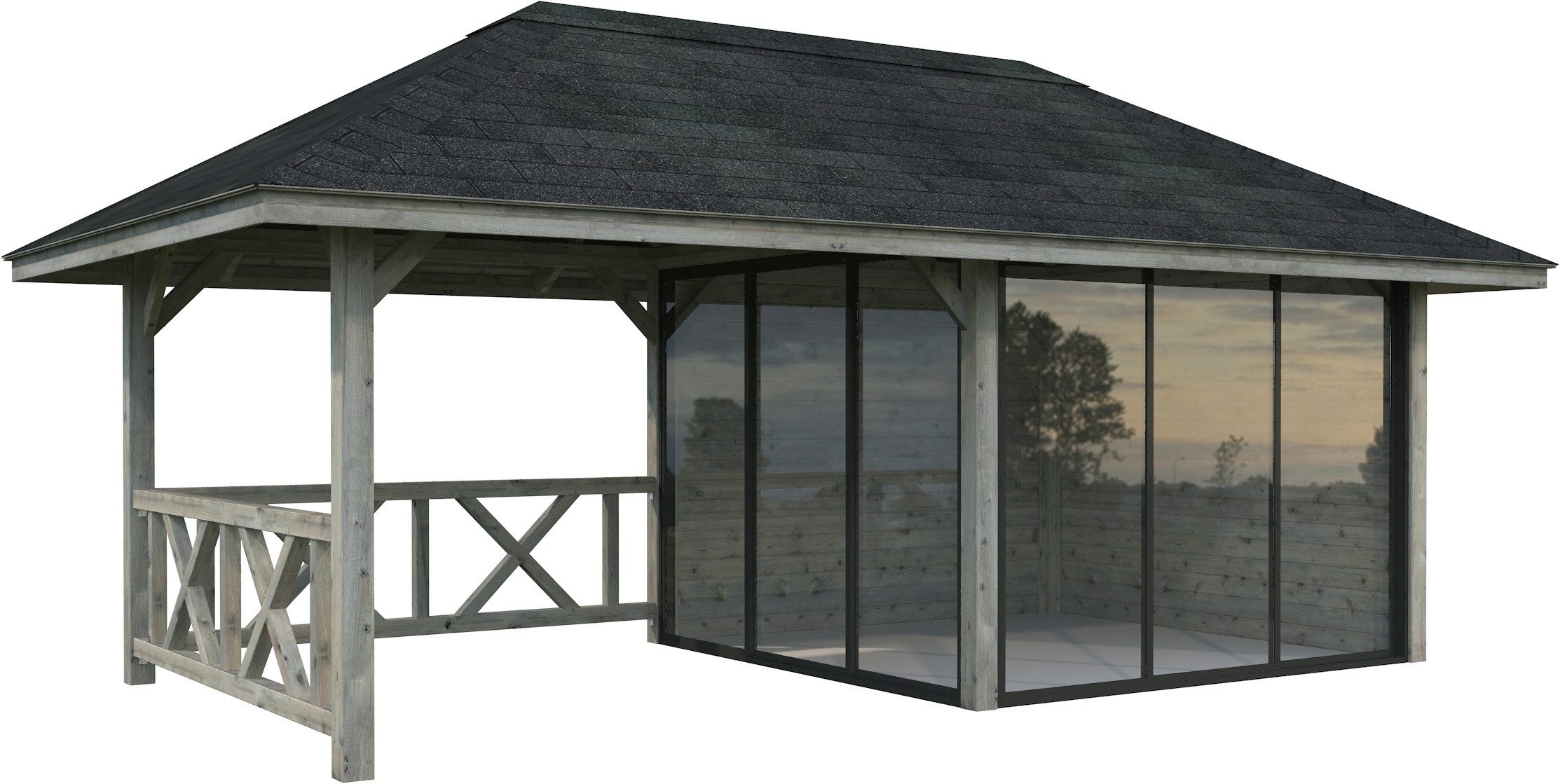 Palmako Gartenhaus Bianca 16,6 m², Set 503 Slide Plus, BxT: 672x384 cm