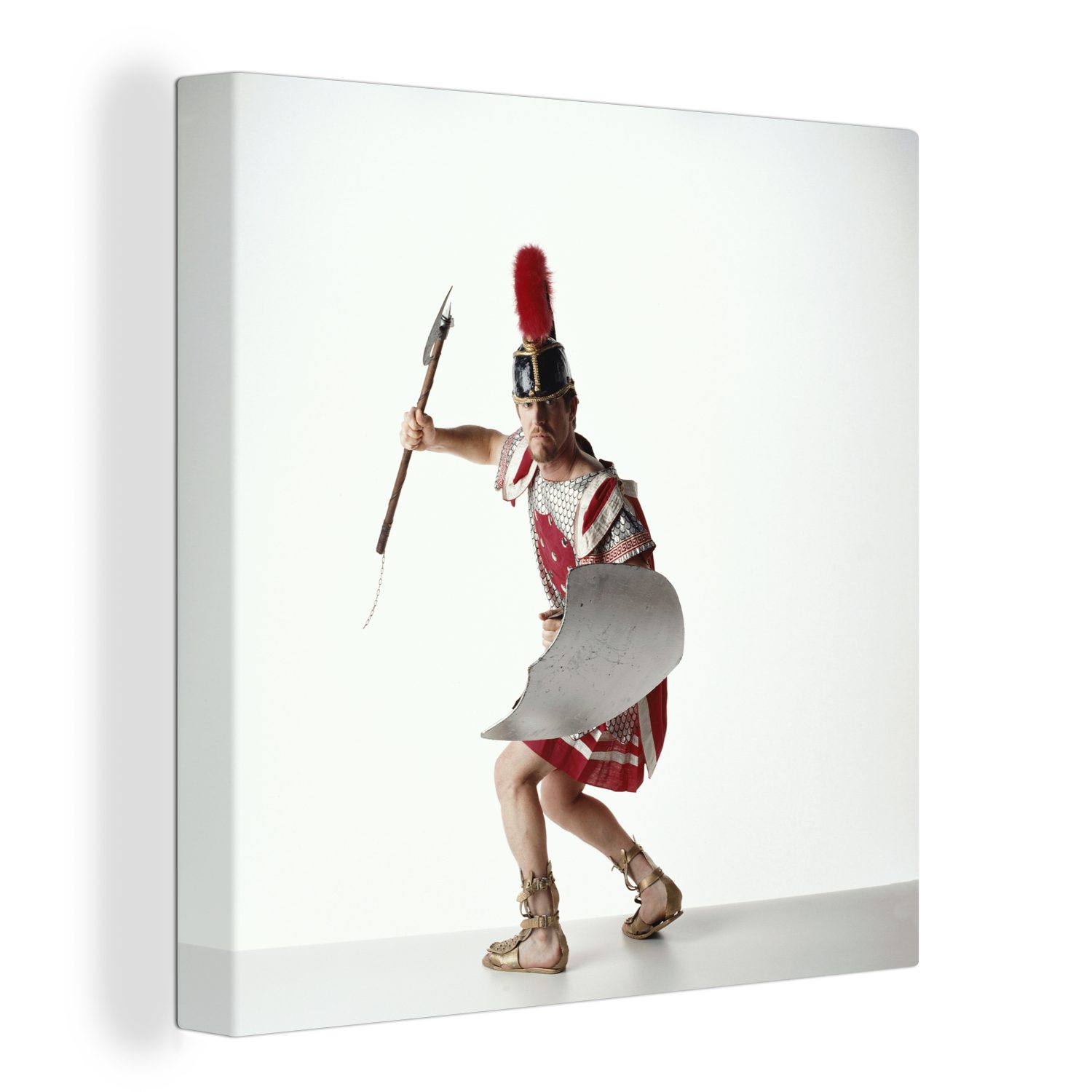 OneMillionCanvasses® Leinwandbild Römisches Reich - Soldat - Weiß, (1 St), Leinwand Bilder für Wohnzimmer Schlafzimmer