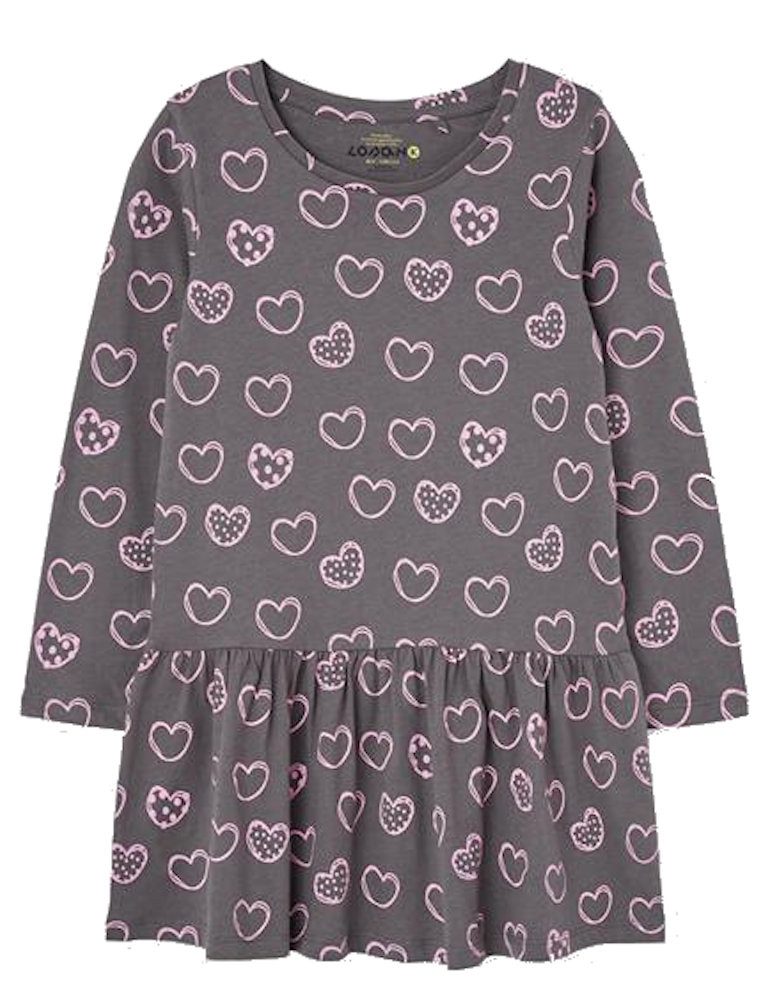 LOSAN A-Linien-Kleid Losan Mädchen Kleid Langarm Jersey Herzen Drehpotential dark grey (kein Set, 1-tlg) Markenlabel