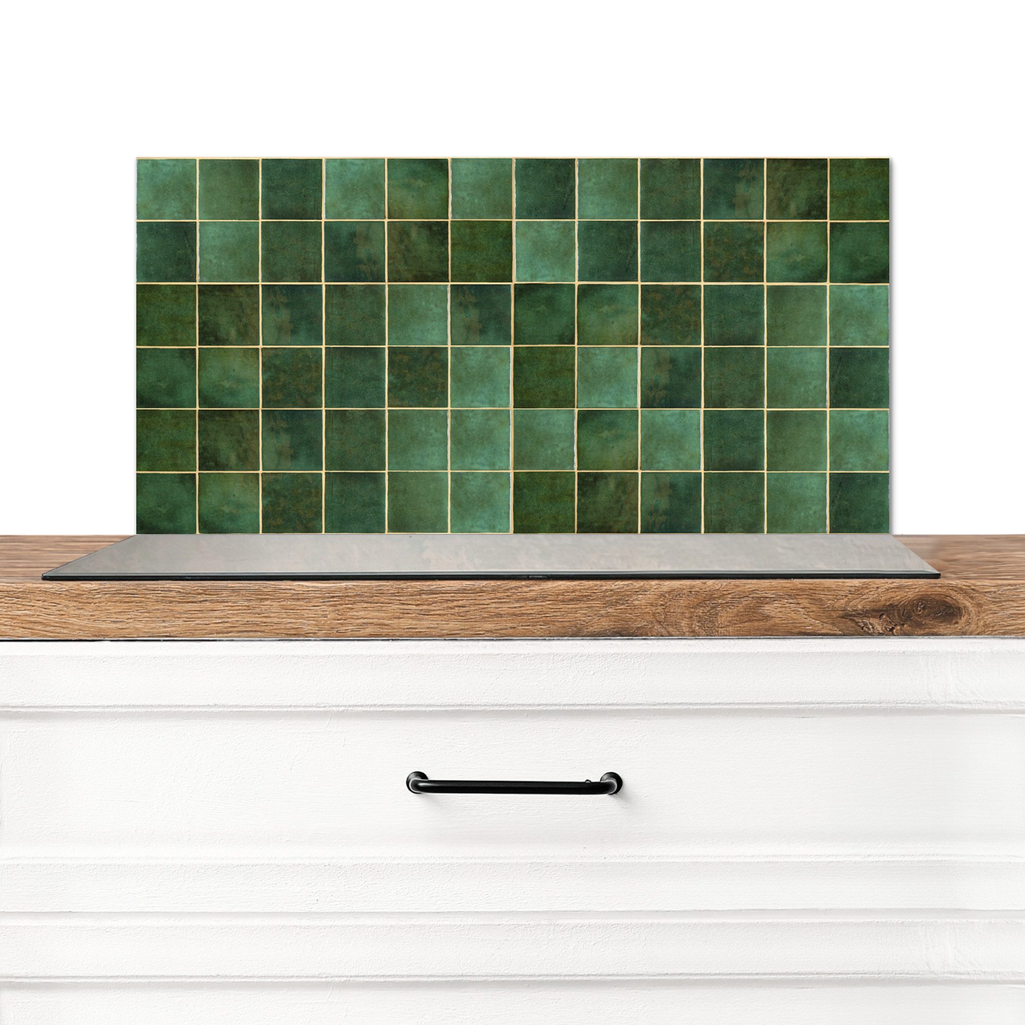 KitchenYeah Küchenrückwand Fliese - Grün - Luxus - Muster, (1-tlg), Spritzs günstig online kaufen