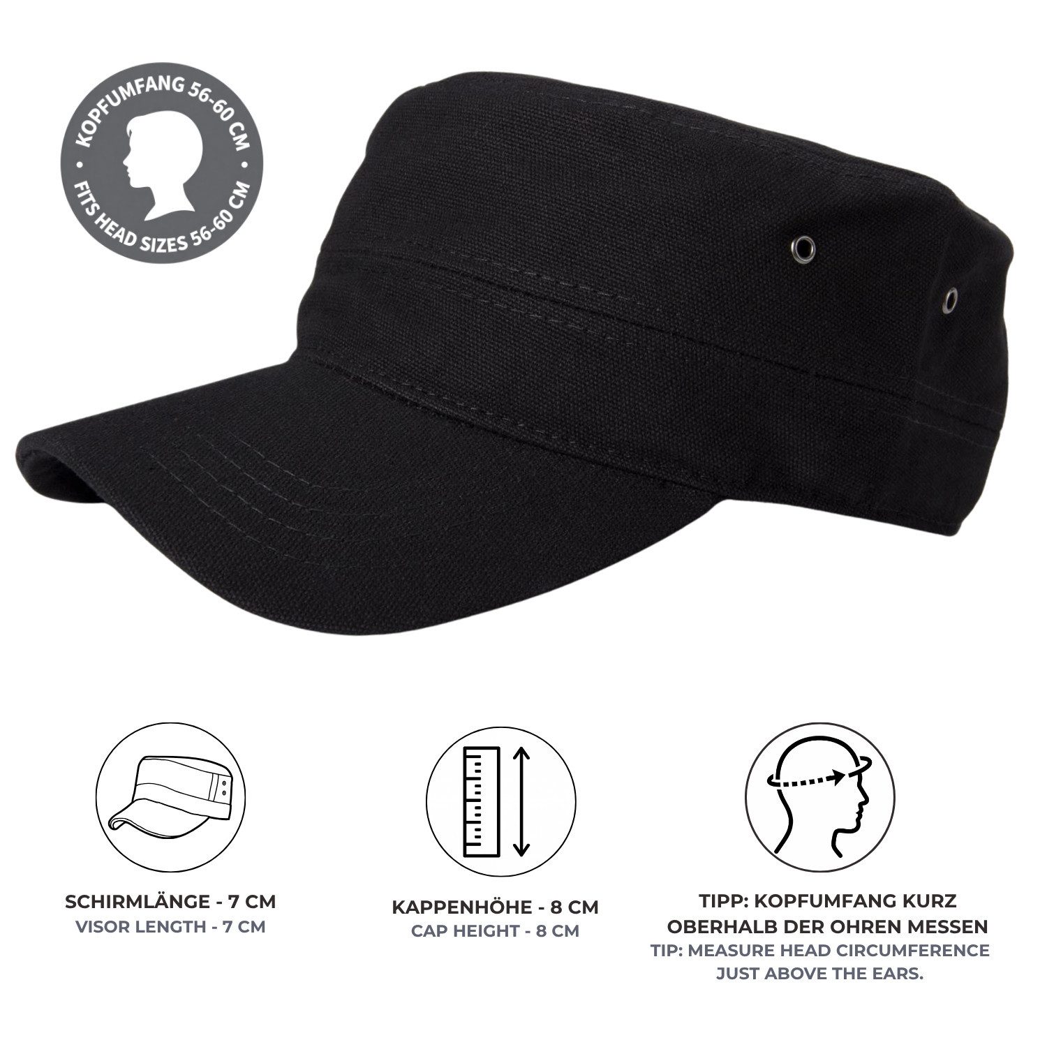 styleBREAKER Army Cap Military Cap Baumwoll Canvas (1-St) – Bild 5 von 5