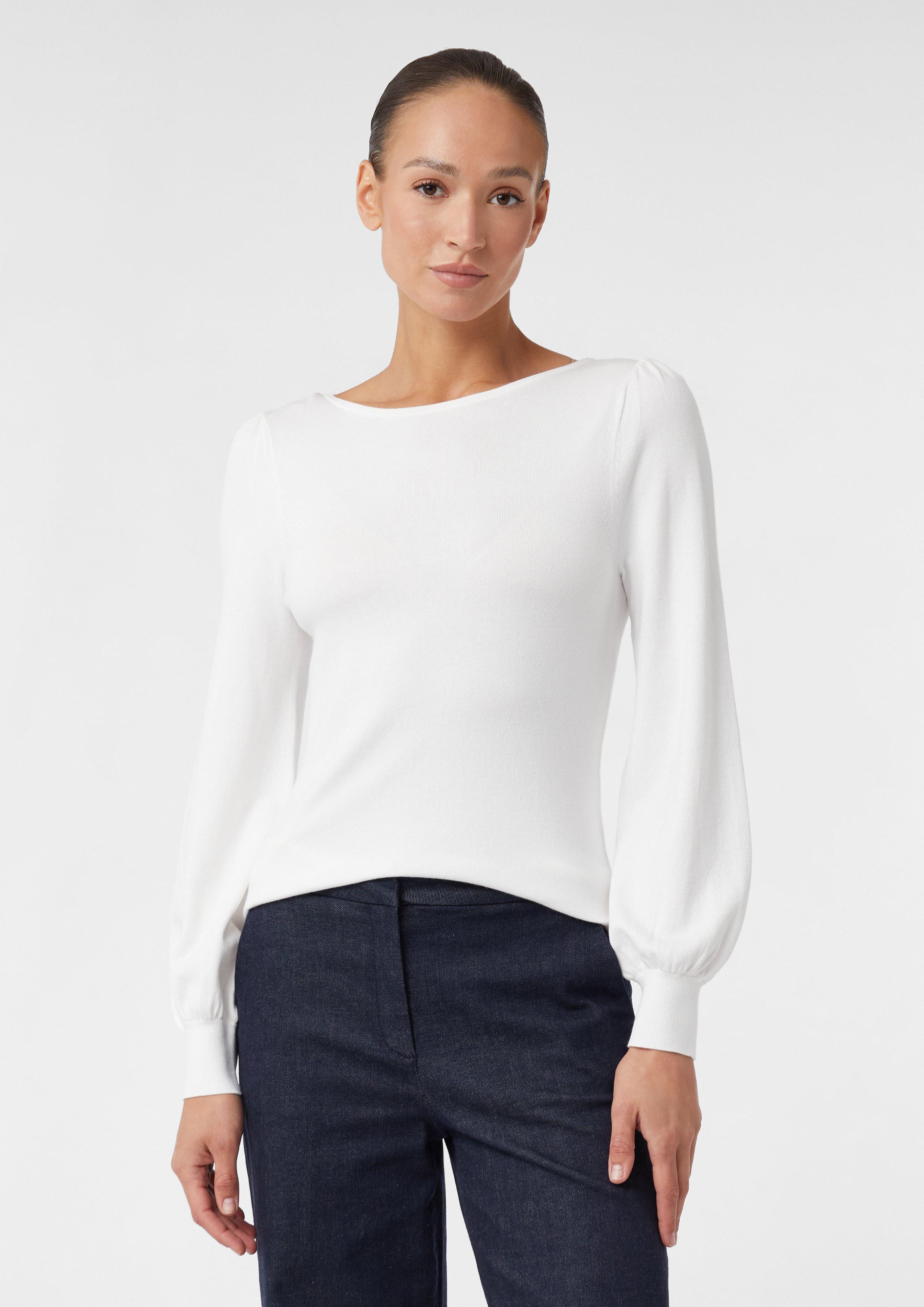 comma Langarmshirt Feinstrickpullover mit leichten Ballonärmeln günstig online kaufen