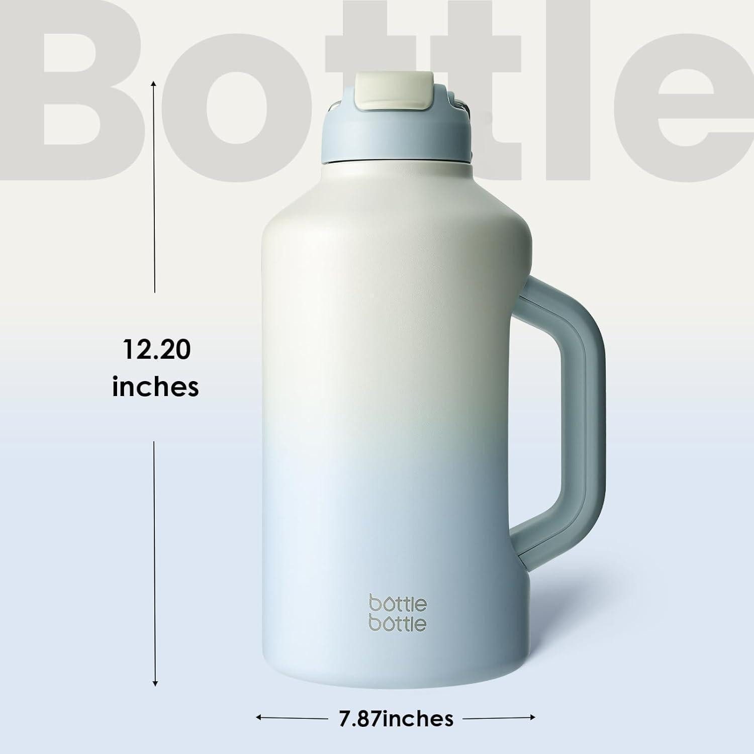 LuxusKollektion Thermobecher Isolierte Wasserflasche mit Strohhalm 1,8 l Sport-Edelstahl Grau Blau