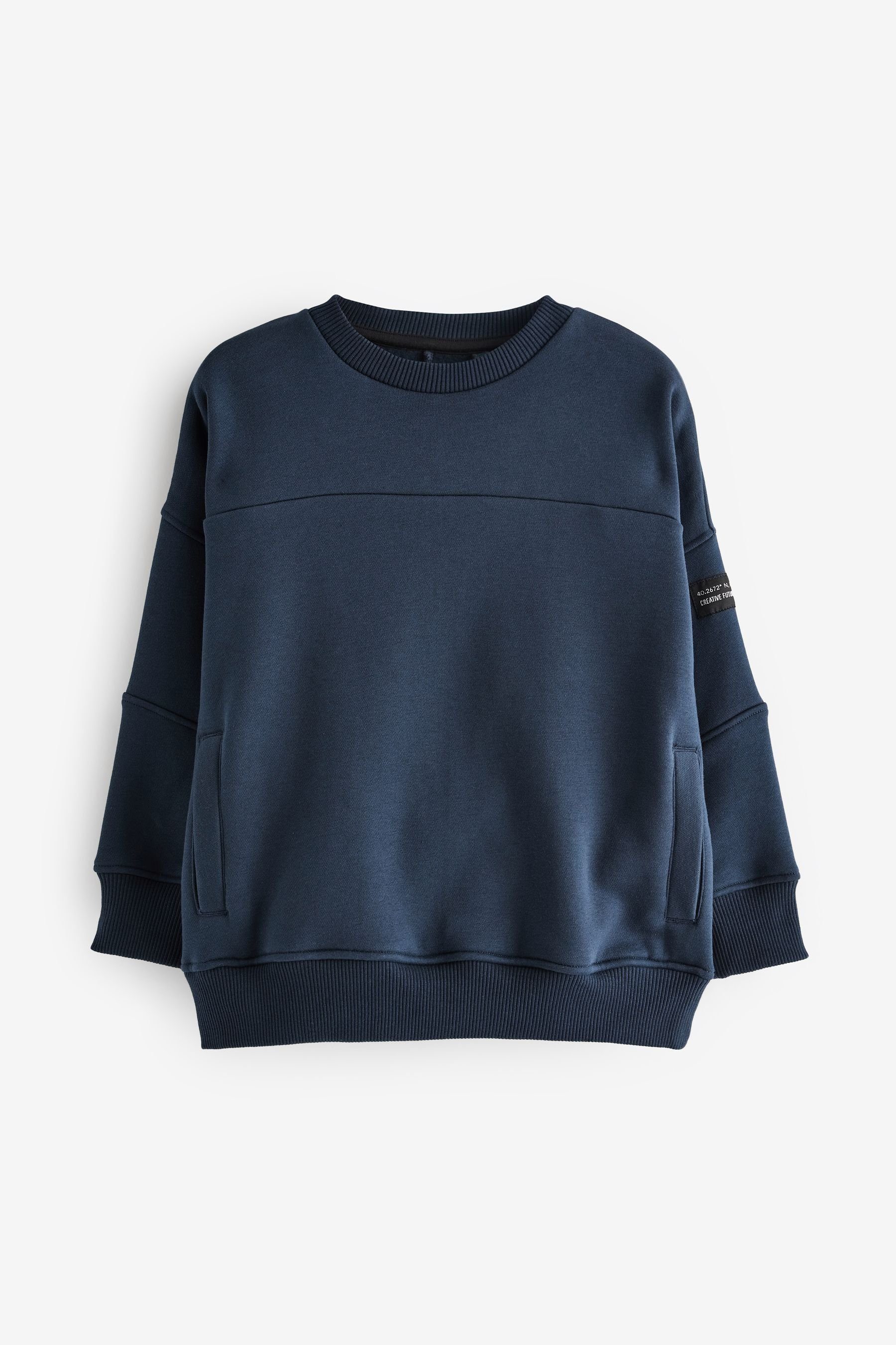 Sweatshirt Rundhals-Sweatshirt Blue Next (1-tlg) Utility-Stil im