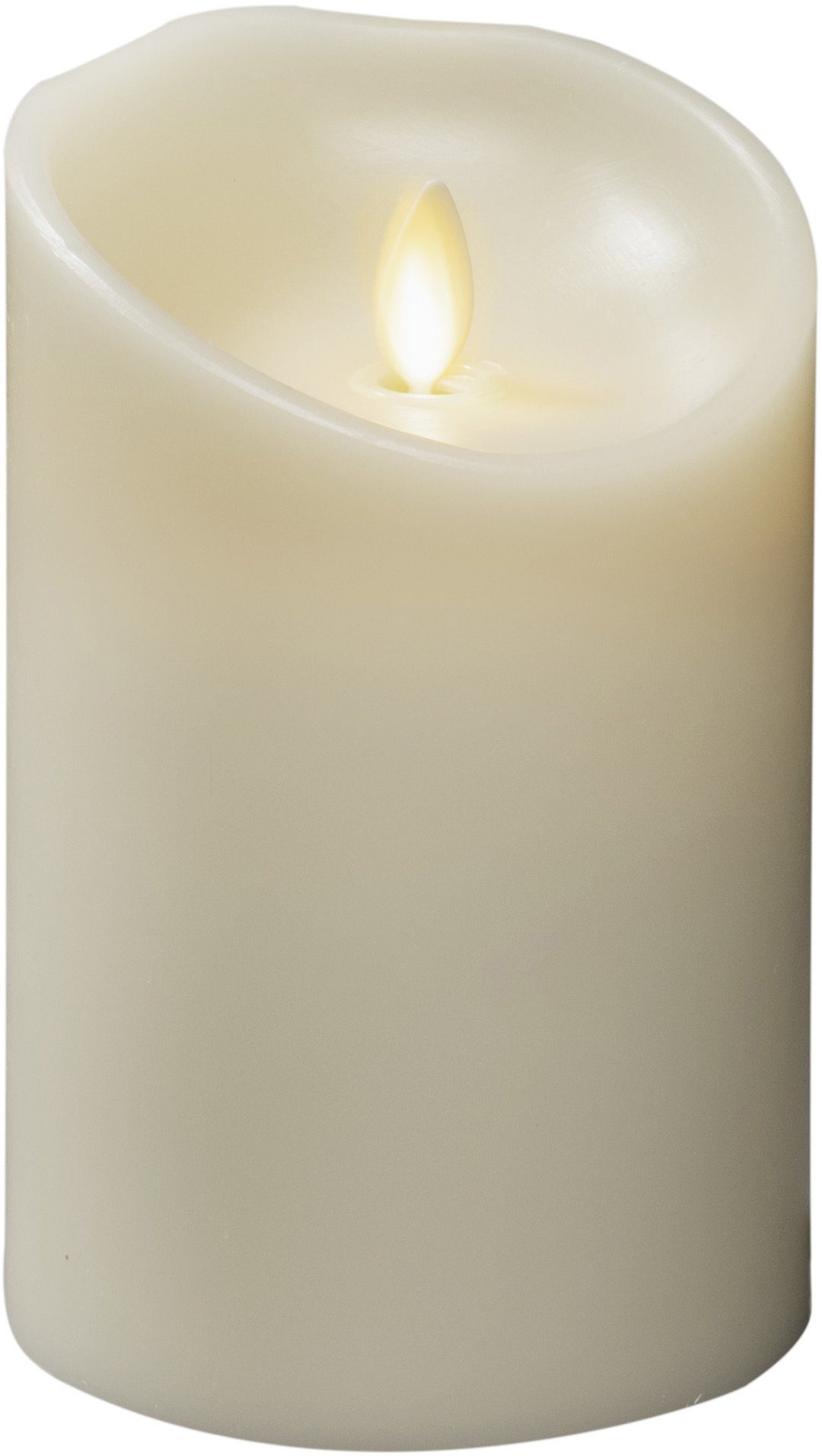 KONSTSMIDE LED-Kerze (1-tlg), LED Echtwachskerze cremeweiß, mit 3D Flamme und geschmolzener Kante