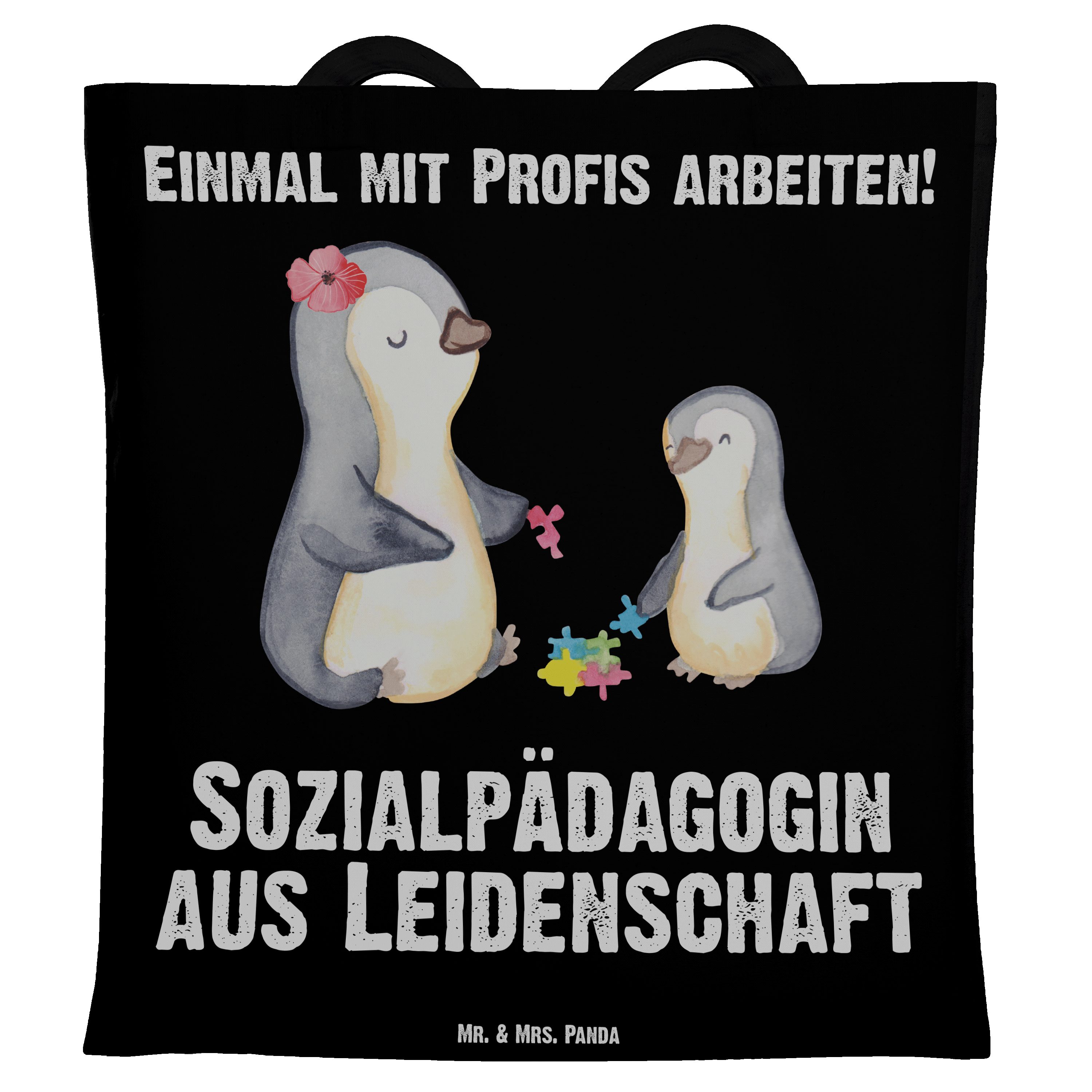 Mr. Panda (1-tlg) - Schwarz Sozialpädagogin Jubiläum, Geschenk, aus Mrs. Leidenschaft & Tragetasche - Beut