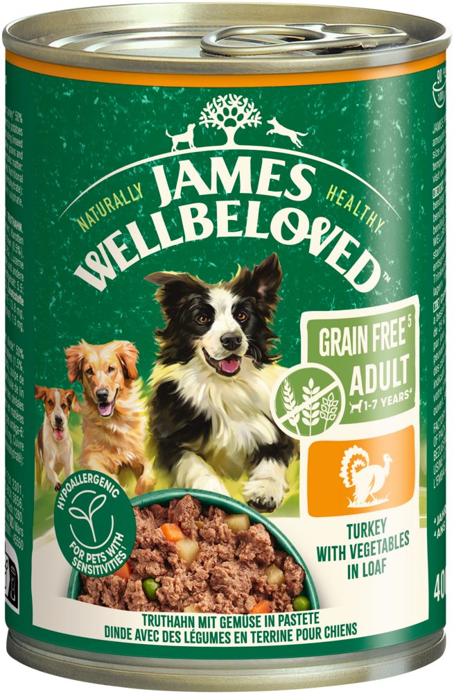James Wellbeloved JAMES WELLBELOVED™ Hund Dose Getreidefrei Truthahn Pastete 6 x 400g, Nassfutter für: Hunde